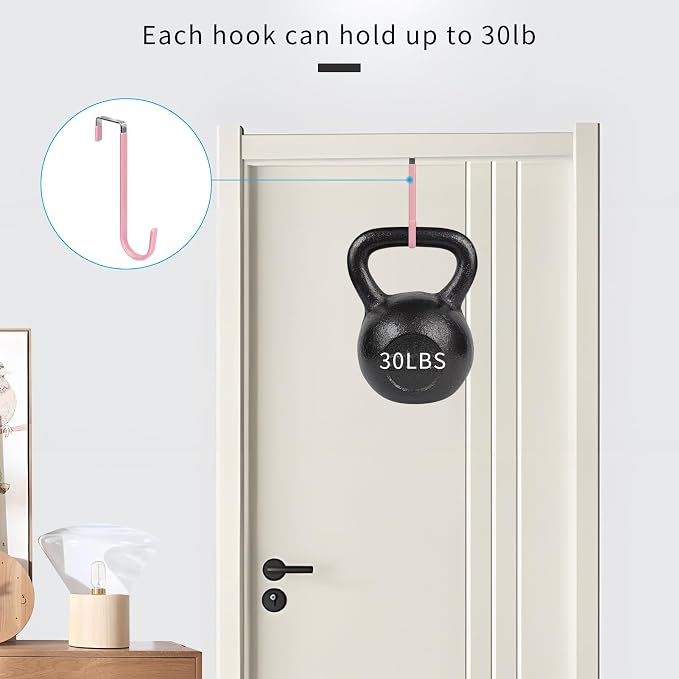 FYY Over The Door Hooks, 4 Pack Upgraded Long Door Hangers Hooks - Image 4