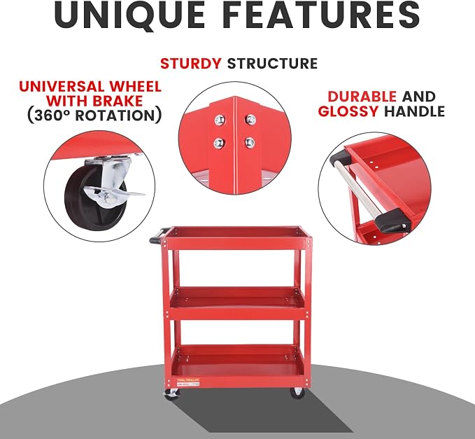 3-Tier Commercial Utility Cart - Image 3