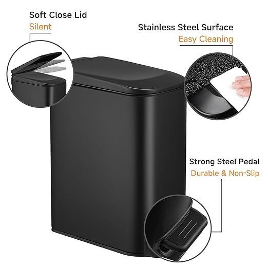 TIPGO Slim Bathroom Trash Can - Image 3