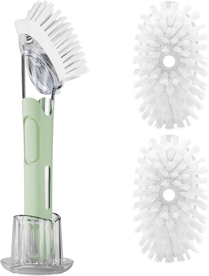 Soap Dispensing Replacement Dish Brush Storage Set by RIMAY