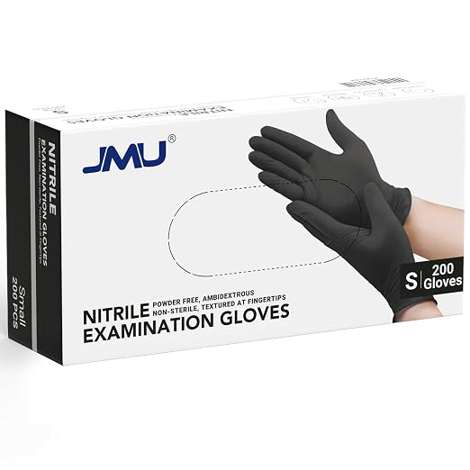 JMU Black Nitrile Gloves Small, Disposable Gloves Latex Free Powder Free by JMU