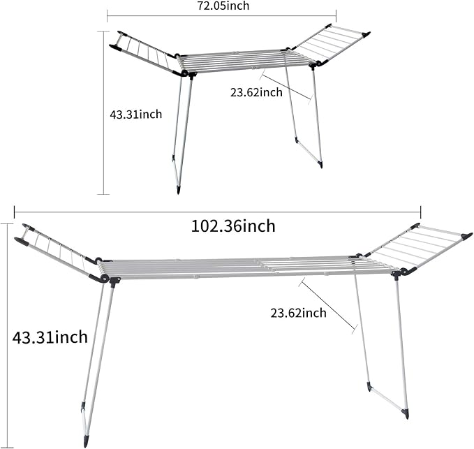 Clothes Drying Rack, Gullwing Laundry Rack Adjustable and Foldable - Image 6