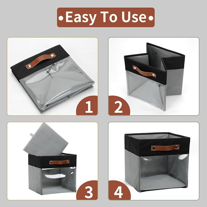 HNZIGE Cube Storage Bins 11 x 11, Fabric Cubes Storage Bins 11x11 Clear Storage - Image 7