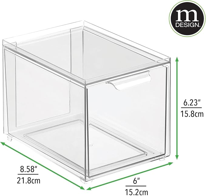 mDesign Plastic Pantry Organization and Storage Bin w/Pull Out Drawer - Image 3