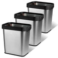 3 Pack Stainless Steel Trash Can 3 Gallon, Open Top Trash Can, Rectangle by TooCust