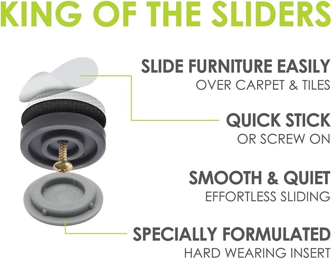GorillaGlides CB253 1 Inch Chair Sliders/Furniture Glide Floor Protectors - Image 4