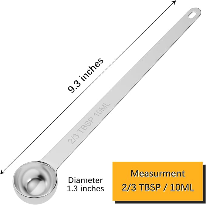 2PCS 2/3Tbsp Extra Long Handle Measuring Spoon, Single Stainless Steel - Image 2