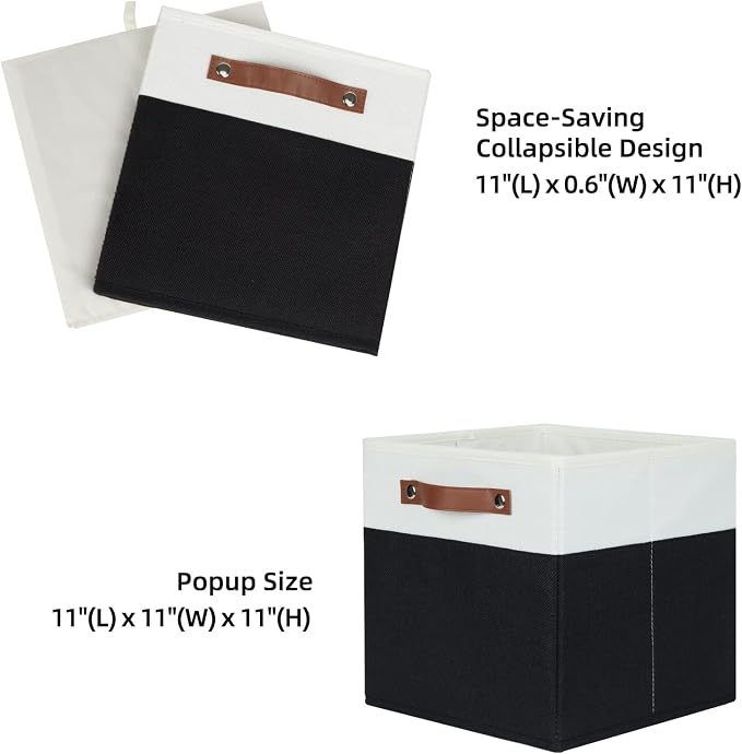 HNZIGE Cubes Storage Bins Set of 4, 11 x 11 Fabric Storage Cube Baskets - Image 2
