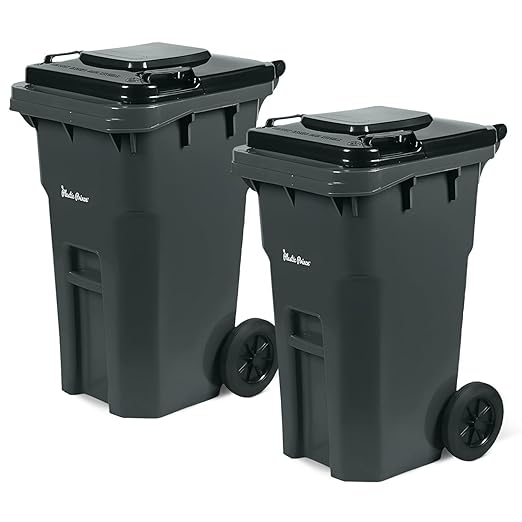 27 Gallon Trash Can with Wheels Plastic Rollout Outdoor Trash Can with Lid by PlasticPrince