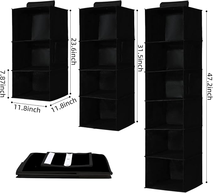 2 Pack Hanging Closet Organizer, 4-Shelf Hanging Shelves - Image 2