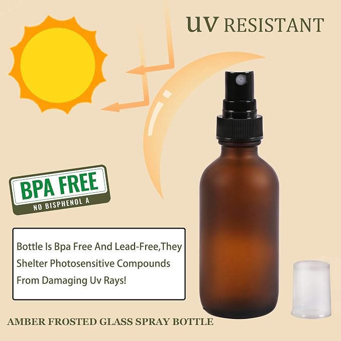 Amber Glass Small Spray Bottles 2 oz 24 Packs, Fine Mist Sprayer Pretty Finish - Image 3