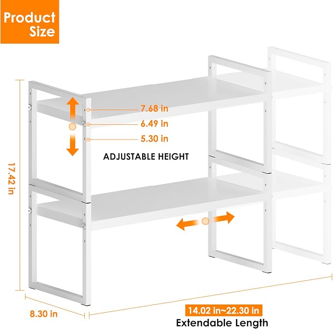 DOLALIKE Expandable Kitchen Countertop Organizer, Stackable Cabinet Shelf - Image 2
