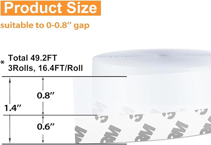 49.2 Ft Door Weather Stripping Door Seal Strip Tape, Silicone Door Draft Stopper - Image 2