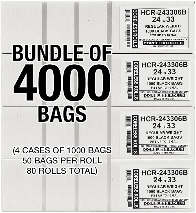 Aluf Plastics High Density Trash Bags, 16 Gallon, 6 Micron, - Image 2
