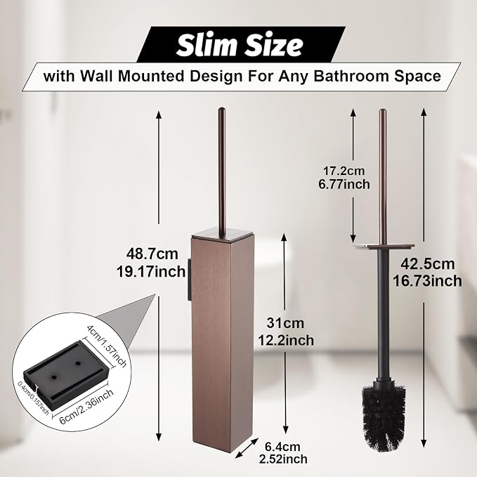 BGL Toilet Brush and Holder Set Rose Gold Wall Mounted - Image 2