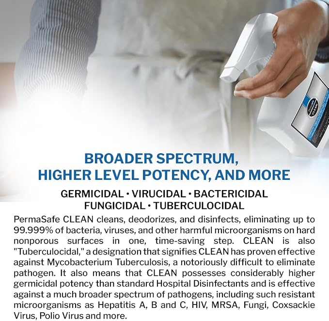 PermaSafe CLEAN, All-Purpose Hospital Disinfectant Cleaner; No Rinse, Soft & - Image 5
