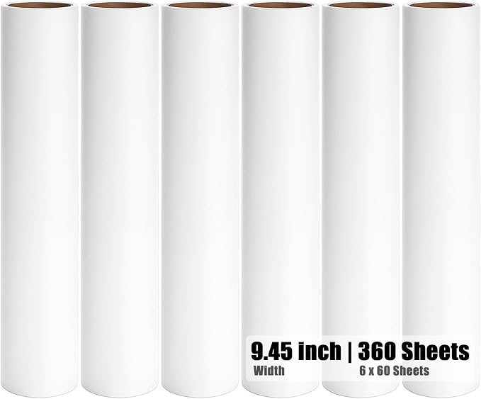 6 Pack 9.45 inch Lint Roller Refill Extra Sticky 9.4-9.5 inch Wide Large Lint by MINGRACE