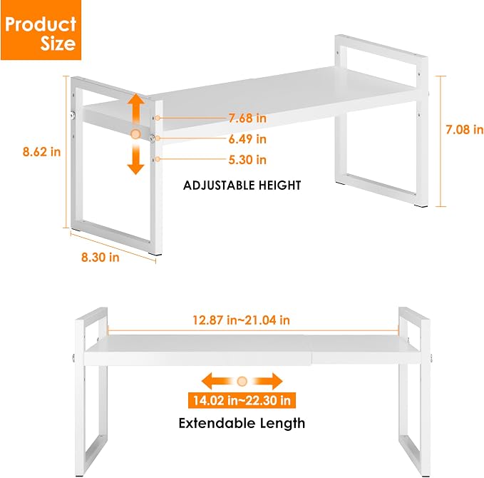 DOLALIKE Expandable Kitchen Countertop Organizer, Stackable Cabinet Shelf - Image 2