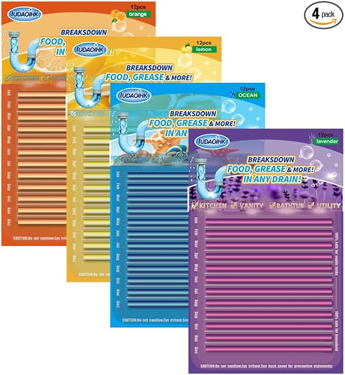 Drain Cleaner Sticks Keeps Drains and Pipes Clear and Odor As Seen On TV 4 Packs by IUDAOIHK