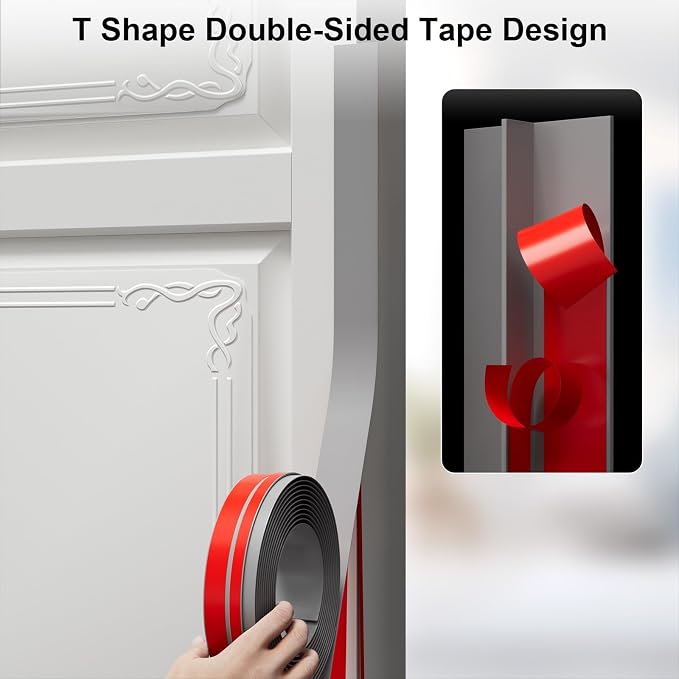 T-Shaped Door Draft Stopper, 1.97 in x 10 Ft Silicone Seal Strip - Image 4