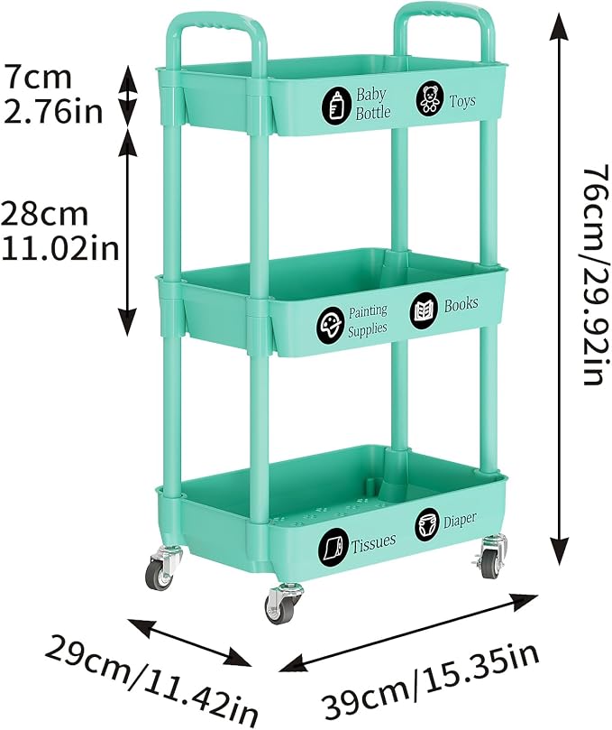 Laiensia 3-Tier Rolling Cart - Image 6