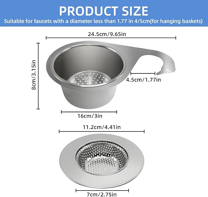 Stainless Steel Drainage Basket, Corner Sink Filter Basket, 4.5-inch Sink - Image 3