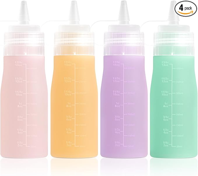 Condiment Squeeze Bottles, 16 oz Silicone Squeeze Bottles by Mrsdry