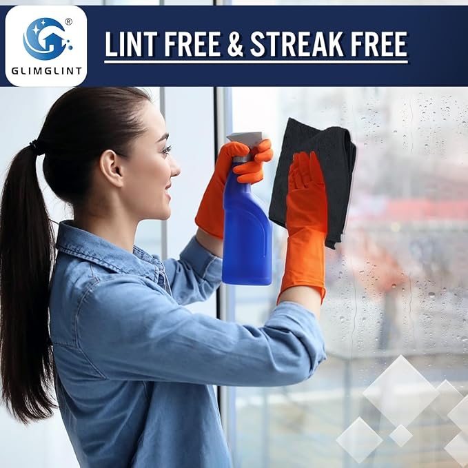 GLIMGLINT Black Microfiber Cleaning Cloth, 150 Pack Microfiber Towels - Image 5