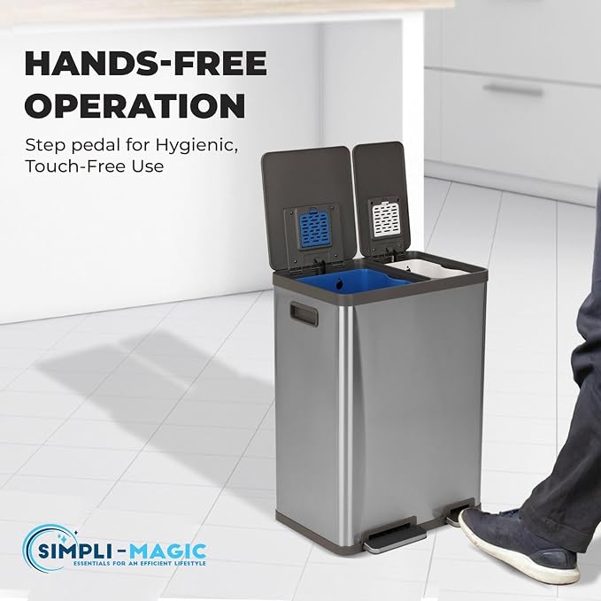 Simpli-Magic 16 Gallon Dual Compartment Step Trash Can – Kitchen Garbage Can - Image 5