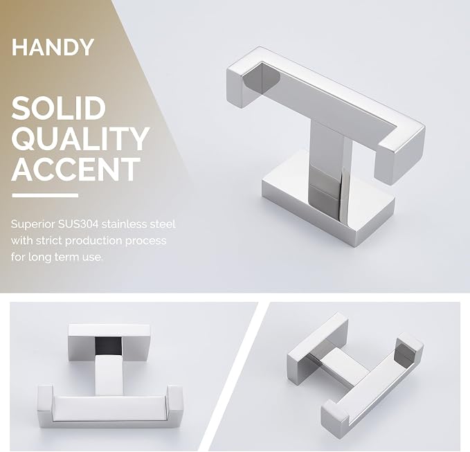 Angle Simple Bathroom Towel Hook, SUS 304 Stainless Steel Hand Towel Double Hook - Image 8