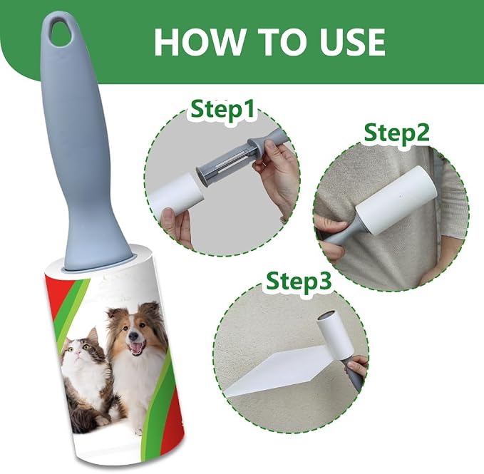 Pet Hair Lint Rollers, 3 Pack, 90 Sheets Each– Reusable Sticky Roller - Image 5
