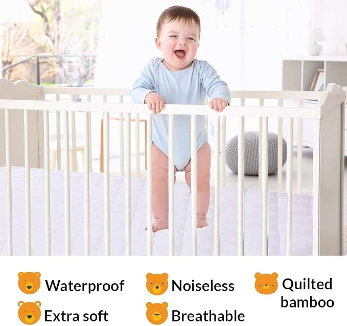 Crib Mattress Protector 100% Waterproof, Noiseless – Viscose Made from Quilted - Image 4