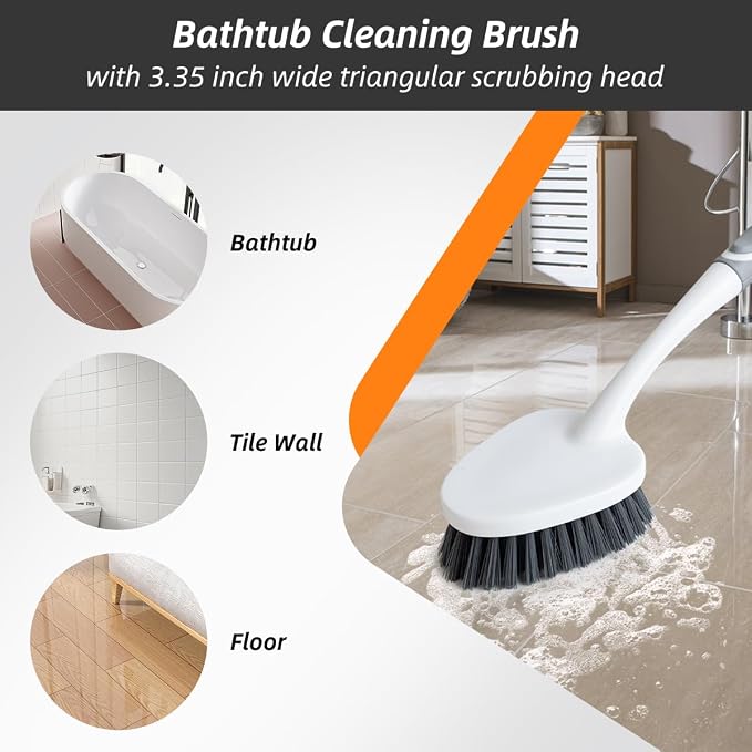 3 Pack Heavy-Duty Scrub Brush Set, Grout Brush, Shower Squeegee, Shower - Image 4