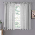 Tollpiz Short Sheer Curtain Living Room Linen Textured Curtains Sheer Light by Tollpiz
