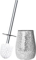 Escenzy Modern Toilet Brush and Holder Set Mosaic Glass | Non-Rustic Stainless by Escenzy