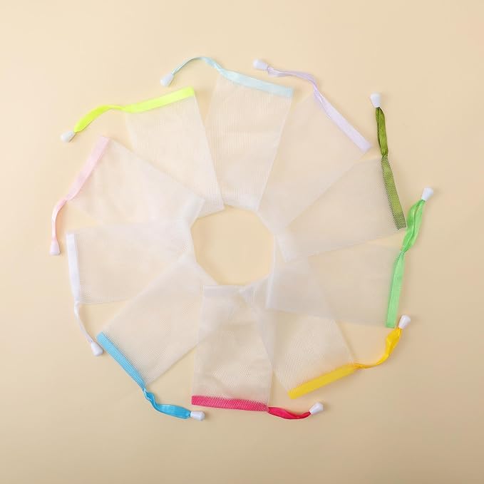 Sunnyray 50 Pcs 10 Colors Soap Bag Soft Handmade Soap Bubble Mesh Bags - Image 2