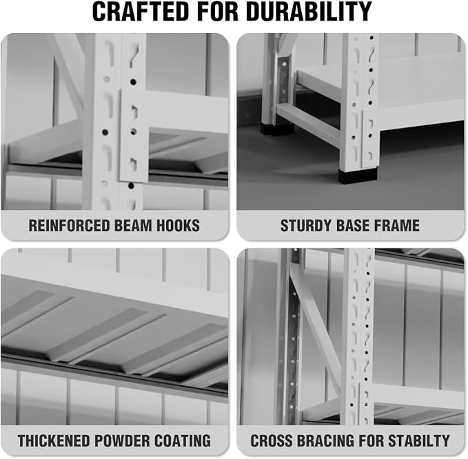 Heavy Duty Warehouse Shelving 4-Tier Industrial Steel Storage Shelves, 2600LB - Image 4