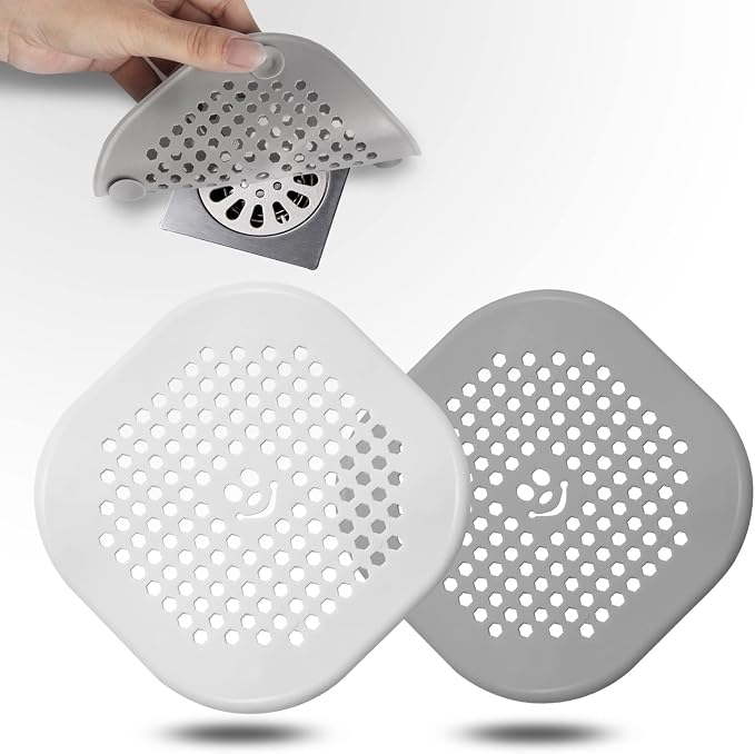2 Pack Drain Hair Catcher Silicone Bathroom Accessories Shower Drain Protector - Image 2