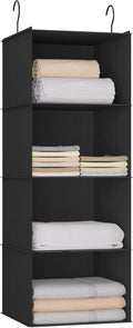 Hanging Closet Organizer, Easy Mount Foldable 4-Shelf Hanging Closet Wardrobe by DonYeco