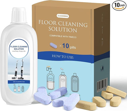 10 Bottles Compatible with Tineco Cleaning Solution Pet 500ml Per Bottle by NUKISA