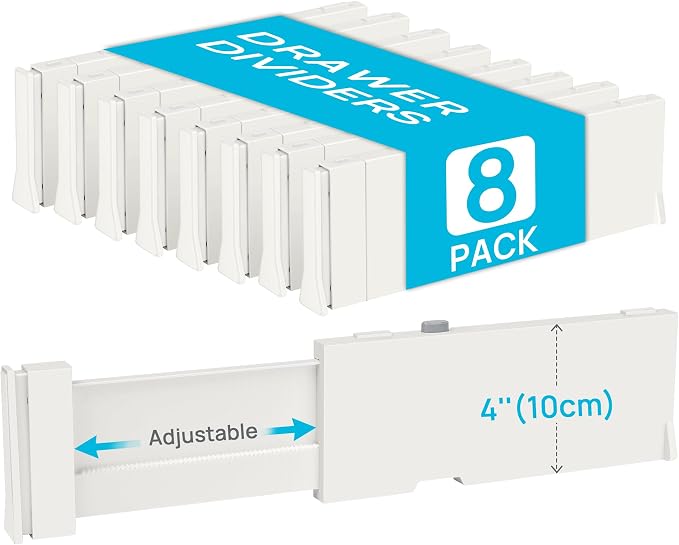 Vtopmart Drawer Dividers for Clothes 8 Pack, Adjustable 4" High Expandable from by Vtopmart
