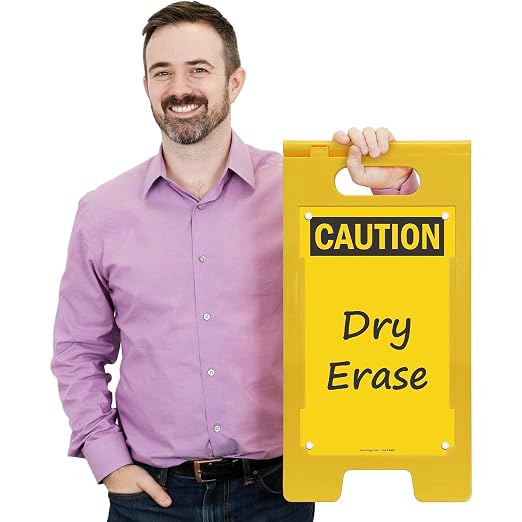 SmartSign - SF-0127-FB-25x12-DE Caution Blank Write-On Folding Floor Sign - Image 3
