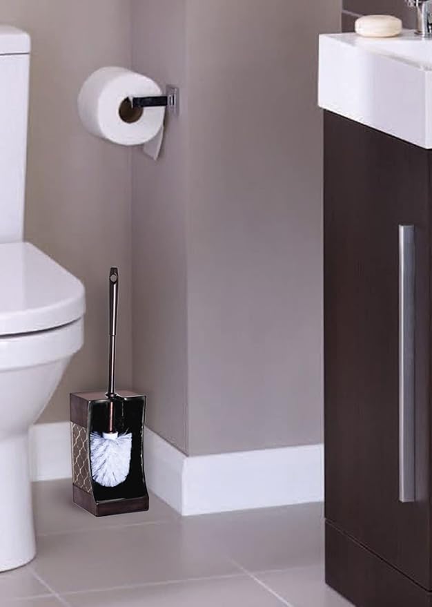 Dahlia Brown Toilet Brush with Holder Set - Image 2