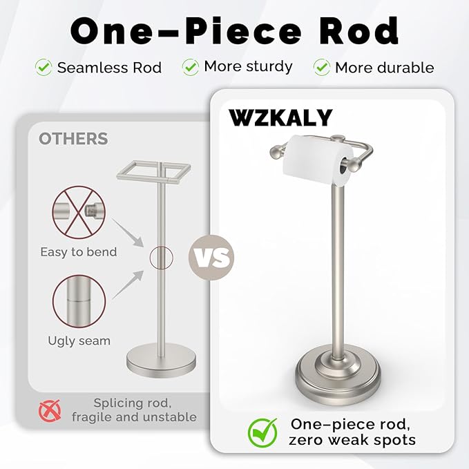 Toilet Paper Holder Stand, Brushed Nickel Toilet Paper Holder Free Standing - Image 4