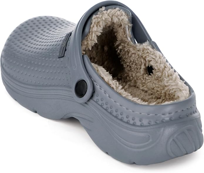 Womens Mens Fur Lined Clogs Waterproof Garden Shoes Winter Warm Fleece Lining - Image 3