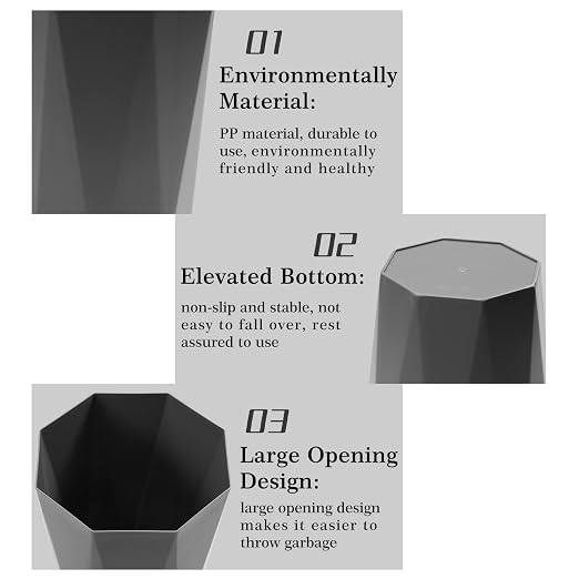12L Trash Can Wastebasket Plastic Trash Bin Garbage Container Rubbish Can Paper - Image 3