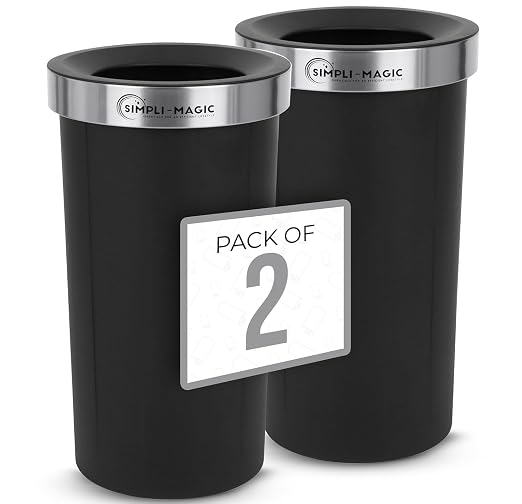 SIMPLI-MAGIC 16 Gallon Open Top Trash Can – Round Commercial Trash Can – by SIMPLI-MAGIC