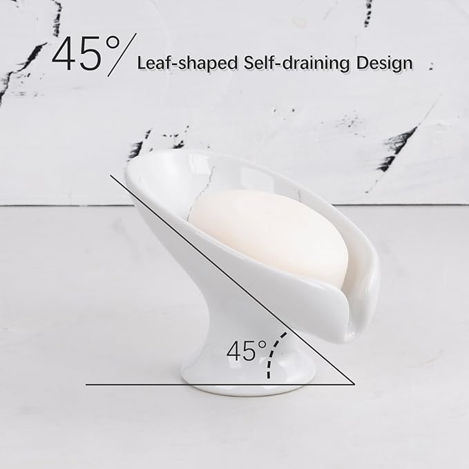 Soap Dish Set, Self Draining Bar Soap Holder - Image 5