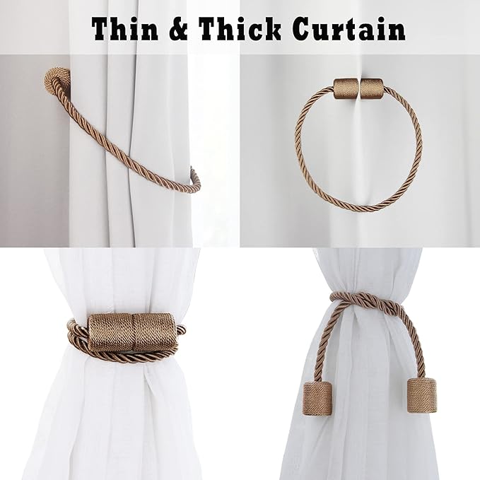4 Pack Strong Magnetic Curtain Tiebacks Outdoor Elegant Decorative Tie Backs - Image 5