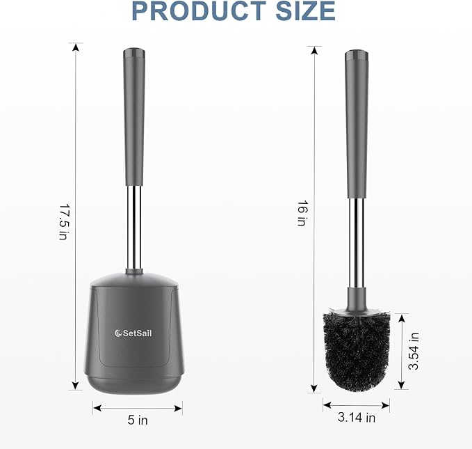 SetSail Toilet Brush and Holder 3 Pack, Self Closing Lid Toilet Bowl Brushes - Image 2
